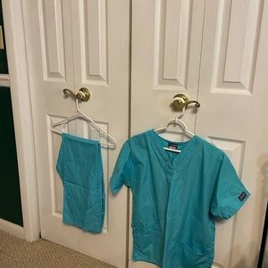 Teal Scrub Top and Pants made by Cherokee